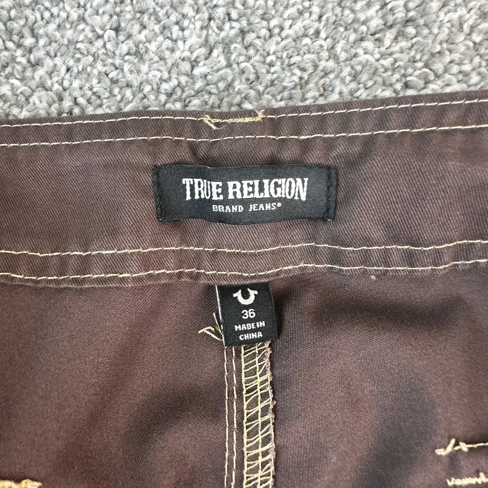 True Religion Cargo SN Pants Mens 36 Bracken Brown Stitch Streetwear NEW